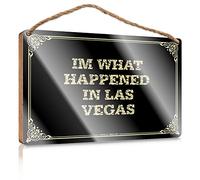 Cartello in legno con scritta "Authorized Only", superficie dipinta, decorazione per appartamenti, decorazione da parete per il bagno, con scritta in inglese "I'm what happened in Las Vegas"