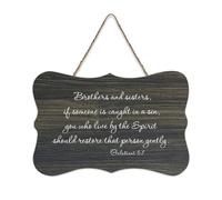Cartello in legno con scritta "Brothers And Sisters If Someone Is Caught in A Sin You Who Live by The Spirit Should Hanger", rustico, in legno, da parete, con citazioni, per ufficio, nuova decorazione