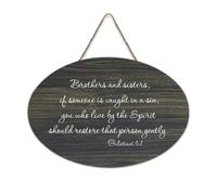 Cartello in legno con scritta "Brothers And Sisters If Someone Is Caught in A Sin You Who Live by The Spirit Should Hanger", rustico, in legno, da parete, con citazioni, per ufficio, nuova decorazione