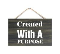 Cartello in legno con scritta "Created With A Purpose", 25,4 x 40,6 cm, decorazione da parete moderna, cartello artistico in legno con citazioni positive, da appendere alla parete, cartello in legno