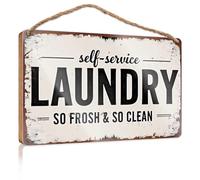 Cartello in legno con scritta "Friend" per la decorazione della casa, self-service lavanderia: Fresh and Clean, cartello in legno per bagno, decorazione per la casa colonica (23 x 35 cm)