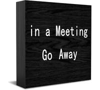 Cartello in legno con scritta in inglese "In a Meeting Go Away", decorazione da scrivania per casa e ufficio, decorazione per mensole da tavolo, 12,7 x 12,7 cm