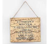 Cartello in legno con scritta in inglese "It Don't Matter Where You're Going", decorazione primitiva in stile astratto con mappa del mondo, per tavolo, soggiorno, caminetto, 25,4 x 30,5 cm