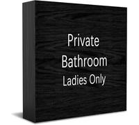 Cartello in legno decorativo per bagno privato con scritta in inglese "Ladies Only Home Office Design", accessorio decorativo per scrivania da ufficio, targa in legno per mensola TV da 12,7 x 12,7 cm