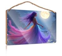 Cartello in legno estivo da appendere con una notte incantata, una fiaba a colori, idea regalo per la casa, cucina, ufficio, 20 x 30 cm