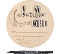 Cartello in legno Hello World per annuncio di nascita, cartello per annuncio di nascita per neonato, cartello di benvenuto per bambini, per asilo nido e ospedale, per foto