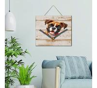Cartello in legno invecchiato che sbircia il cane con cerniera boxer, targa in legno dipinto con citazione regalo antico per cane mamma decorazione da parete cartelli per lavanderia portico 25,4 x