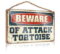 Cartello in legno per bagno, con scritta in inglese "Beware Of Attack", in legno, per decorare la casa e la stanza degli adolescenti (20 x 30 cm)