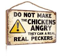Cartello in legno per esterni con scritta in lingua inglese "Do Not Make The Chickens Angry", decorazione per camera da letto dei ragazzi (23 x 35 cm)