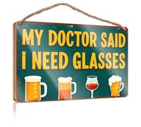 Cartello in legno per esterni My Doctor Said I Need Glasses. Decorazione per camera da letto dei ragazzi (23 x 35 cm)