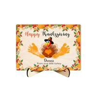 Cartello in legno personalizzato Happy Thanksgiving Baby's First DIY Footprint Nome personalizzato Autunno Ricordo per il nuovo bambino, Decorazione da tavolo a tema Turchia, Regali per neo mamma
