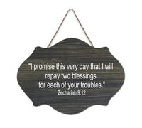 Cartello in legno rustico con scritta "I Promise This Very Day That I Will Repay Two Blessings for Each of Your Troubles", cartello di benvenuto per portico anteriore, porta, parete, scuola, aula e