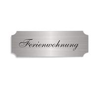 Cartello in look metallico « FERIENWOHNUNG » ca. 15 x 5 cm - Decorazione per porta targa autoadesiva resistente agli agenti atmosferici - Accessori per la casa