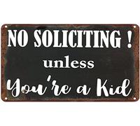 Cartello in metallo antico "Vietato sollecitare a meno che tu non sia un bambino", cartello in latta, decorazione vintage, garage, casa, giardino, caffè, cucina, cartelli in latta da parete, 8x12 pol