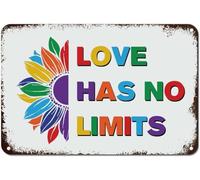 Cartello in metallo arcobaleno per i diritti gay, l'uguaglianza lesbica, arte murale, l'amore non ha limiti, rustico, vintage, per veranda, parata dell'orgoglio, in latta, per cucina, camera da letto