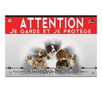 Cartello in metallo Attenzione al cane pastore australiano rosso