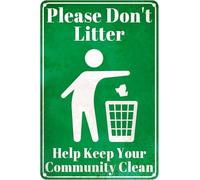 Cartello in metallo, cartello in latta, per favore non sporcare, aiuta a proteggere la tua comunità. Targa per cortile, garage, vialetto, casa, cortile, parchi, strade, residenziale, targhe di avvert