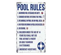 Cartello in metallo con avviso piscina, Pool Knowledge, Pool Rules Planing Education, Swimming Pool Rules Sign for Outdoor Security Farm Yard Warning Decoratives (02
