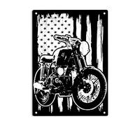 Cartello in metallo con bandiera americana e motociclista in difficoltà, poster di motociclette per casa/ufficio/ristoranti/caffetterie, bar, pub/strada/vialetto/taverna dell'uomo, decorazione da par