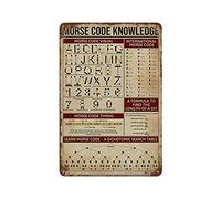 Cartello in metallo con codice Morse, codice Morse internazionale, poster in metallo da 8x12 pollici, ottimo regalo retrò e cartello decorativo in latta per scuola, scienze, aula, infografica, da app