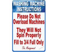 Cartello in metallo con istruzioni per la lavatrice con scritta in inglese "Do Not Overload Laundromat", 30,5 x 40,6 cm