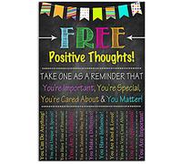 Cartello in metallo con pensieri positivi gratuiti, decorazione vintage per aule, poster in latta per insegnanti, decorazione da parete per club di scuola a casa, targa senza cornice, 12x16 pollici