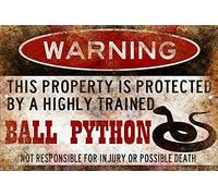 Cartello in metallo con scritta "Ball Python", 20 x 30 cm