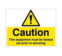 Cartello in metallo con scritta "Caution this Equipment Must be Locked out before to Servicing", 20,3 x 30,5 cm, per serie industriali e commerciali