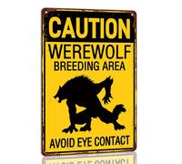 Cartello in metallo con scritta "Caution Werewolf Breeding Area Avoid Eye Contact", per bar, pub, decorazione da parete per la casa, bar, fattoria, uomo, grotta, poster, 20,3 x 30,5 cm