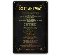 Cartello in metallo con scritta "Do It Anyway", decorazione da parete con poesia e citazione di Madre Teresa, poster di poesie, stampe su quadri moderni per camera da letto, opere d'arte da appendere