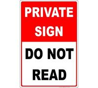 Cartello in metallo con scritta "Do not read" in latta "For Private Sign Do not read" (lingua italiana non garantita)