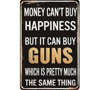Cartello in metallo con scritta "I soldi non possono comprare la felicità" in stile vintage, ideale per la caverna dell'uomo e per gli amanti, decorazione da parete in ferro resistente, 8x12 pollici.