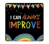 Cartello in metallo con scritta in inglese "First Day of School" "I Can Always Improve Signs Welcome Back to School", in metallo, decorazione per classe, scarabocchiare, arcobaleno, rustico, per la