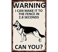 Cartello in metallo con scritta in inglese "Warning I Can Make It To The Fence In Sec German Shepherd Warning Sign For Outdoor Indoor Garden Backyard Cafes Store Club Bar Garage 20,3 x 30,5 cm