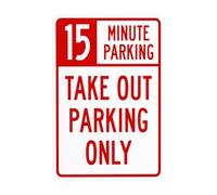 Cartello in metallo con scritta in lingua inglese "15 Minutes Parking Take Out Parking Only", cartello in metallo con scritta in lingua inglese "Cautions Security", segnale di avvertimento di