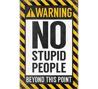 Cartello in metallo con scritta in lingua inglese "Warning No Stupid People Beyond This Point No Trespassing Private Property", decorazione per interni ed esterni, decorazione per la casa, accessori