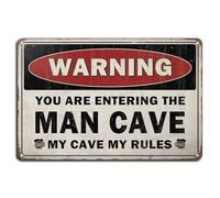 Cartello in metallo con scritta in lingua inglese "Warning You Are Entering The Man Cave My Cave My Rules", 20,3 x 30,5 cm, decorazione per casa, cucina, bagno, fattoria, giardino, garage, citazioni