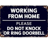 Cartello in metallo con scritta in lingua inglese "Working From Home Please Do Not Knock Or Ring Doorbell Doorbell, accessori per la casa, porta o parete, 20,3 x 30,5 cm