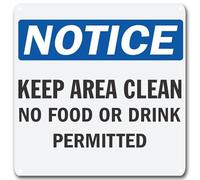 Cartello in metallo con scritta "Keep Area Clean No Food or Drink Permitted Metal Signs Street Fun Park Scenic Retro Road Signs Country Retro Metal Wall Man Cave Decorative Signs