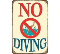 Cartello in metallo con scritta "No Diving Pool" (lingua italiana non garantita), stile vintage, con regole della piscina, divertente decorazione per piscina, avvertimento in metallo, per esterni, per