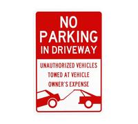 Cartello in metallo con scritta "No Parking In Driveway, Board Warning Sign, Driveway Security Security Signs for Business Home Outdoor Indoor Road Yard Garage Street Wall Safety Caution Custom Decor