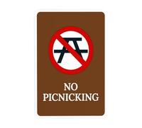 Cartello in metallo con scritta "No Picnicking With Symbol Warning,Rules Security", per esterni, interni, strada, cortile, garage, casa, ufficio, parete stradale, decorazione di attenzione, 20,3 x
