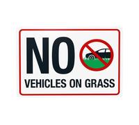 Cartello in metallo con scritta "No Vehicles On Grass - Cautions Security", segnale di avvertimento di sicurezza, decorazione da parete per affari stradali, 30,5 x 20,3 cm