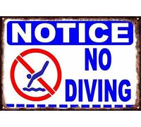 Cartello in metallo con scritta "Notice No Diving", per esterni, 14 x 20 cm, riflettente, facile da montare, protezione dai raggi UV, resistente alle intemperie, impermeabile, inchiostro durevole, per