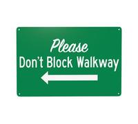 Cartello in metallo con scritta "Please Don'T Block Walkway With Left Arrow", cartello in metallo con scritta "Cautions Security", segnale di avvertimento di sicurezza, decorazione da parete per