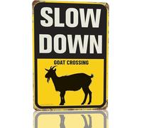 Cartello in metallo con scritta "Rallenta, capra che attraversa il fiume", in alluminio, stile vintage, per casa, cucina, giardino, cortile, parete, camera da letto, club, porta d'ingresso, decorazio