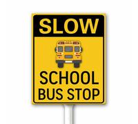 Cartello in metallo con scritta "Slow School Bus Stop", controllo della velocità, segnale di sicurezza stradale per aree scolastiche e parcheggi, targa in alluminio resistente alle intemperie, per