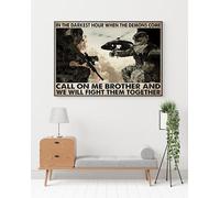 Cartello in metallo con scritta "Soldier Art In The Darkest Hour When The Demons Come American Veteran" Regalo per Veteran's Day US Navy Army Regalo per veterani Targa in metallo 15,2 x 20,3 cm