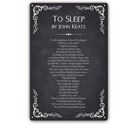 Cartello in metallo con scritta "To Sleep", scritta da parete con poesia di John Keats, poster con citazione di John Keats, poster con poesia in versi, stampa artistica da parete per camera da letto,