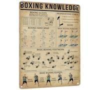 Cartello in metallo - Decorazione per arti marziali - Cartello in metallo sulla conoscenza della boxe - Decorazione per palestra/tana dell'uomo - Regalo per appassionati di boxe - 12x16 pollici